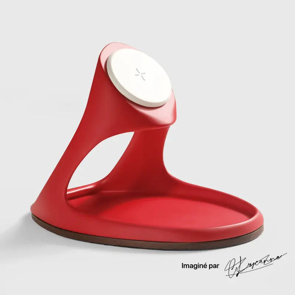 Craft Kittiesfr wireless charger in red, modern design with non-slip base and LED indicator