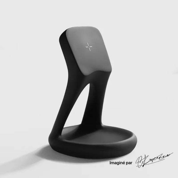 Premium dark exotic ebony wood charger for wireless charging by Craft Kitties, showcasing exquisite craftsmanship.