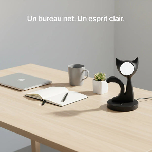 3-in-1 charger in black and pink by Craft Kittiesfr for office setup essentials