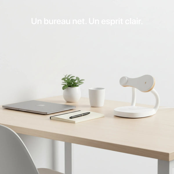 Black 3-in-1 charger by Craft Kittiesfr for new office setups, featuring multiple charging ports.