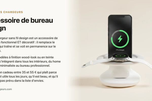 Accessoire de bureau design : le chargeur sans fil déco pour un poste de travail élégant — chargeur sans fil Les Petits Chargeurs