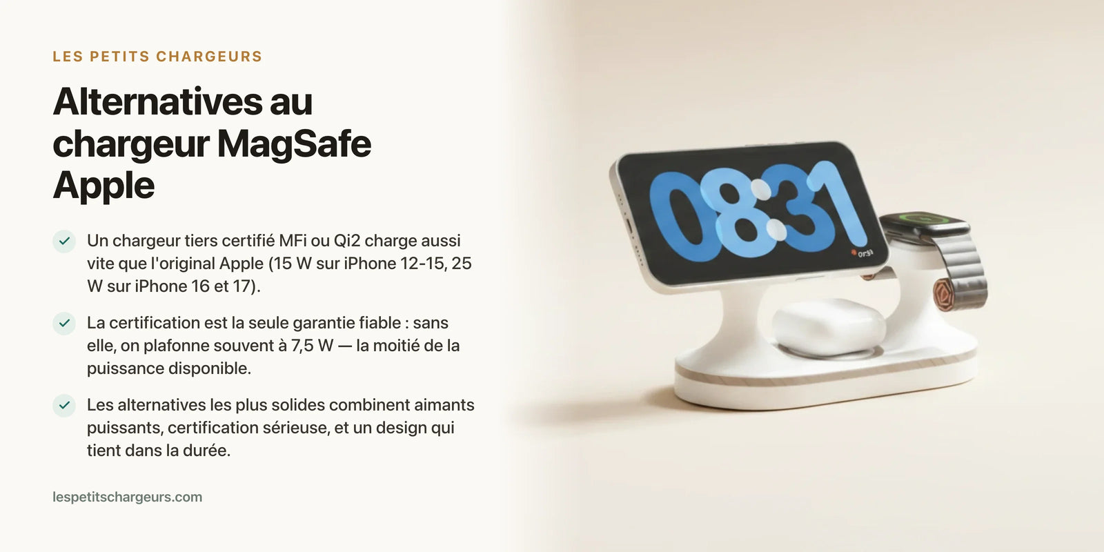 Alternatives au chargeur MagSafe Apple : moins cher sans perdre en qualite — chargeur sans fil Les Petits Chargeurs