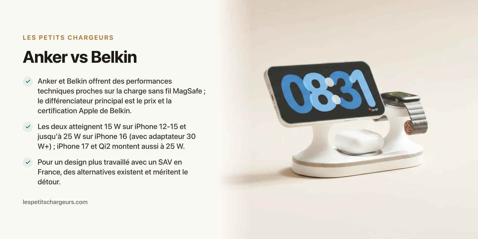Anker vs Belkin : quelle marque de chargeur sans fil choisir en 2026 ? — chargeur sans fil Les Petits Chargeurs