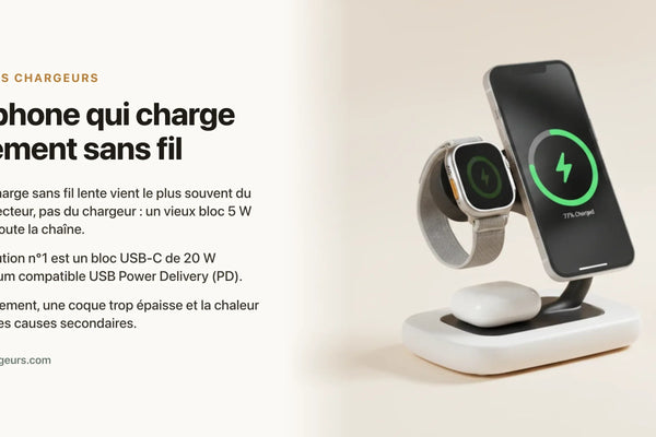 Téléphone qui charge lentement sans fil — chargeur sans fil Les Petits Chargeurs