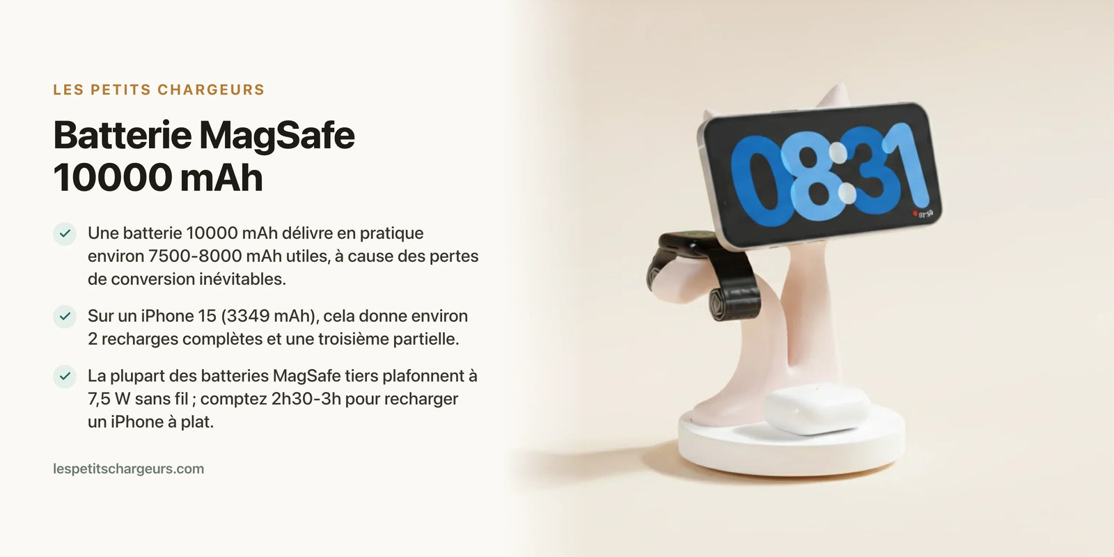 Batterie MagSafe 10000 mAh : combien de recharges réelles ? — chargeur sans fil Les Petits Chargeurs