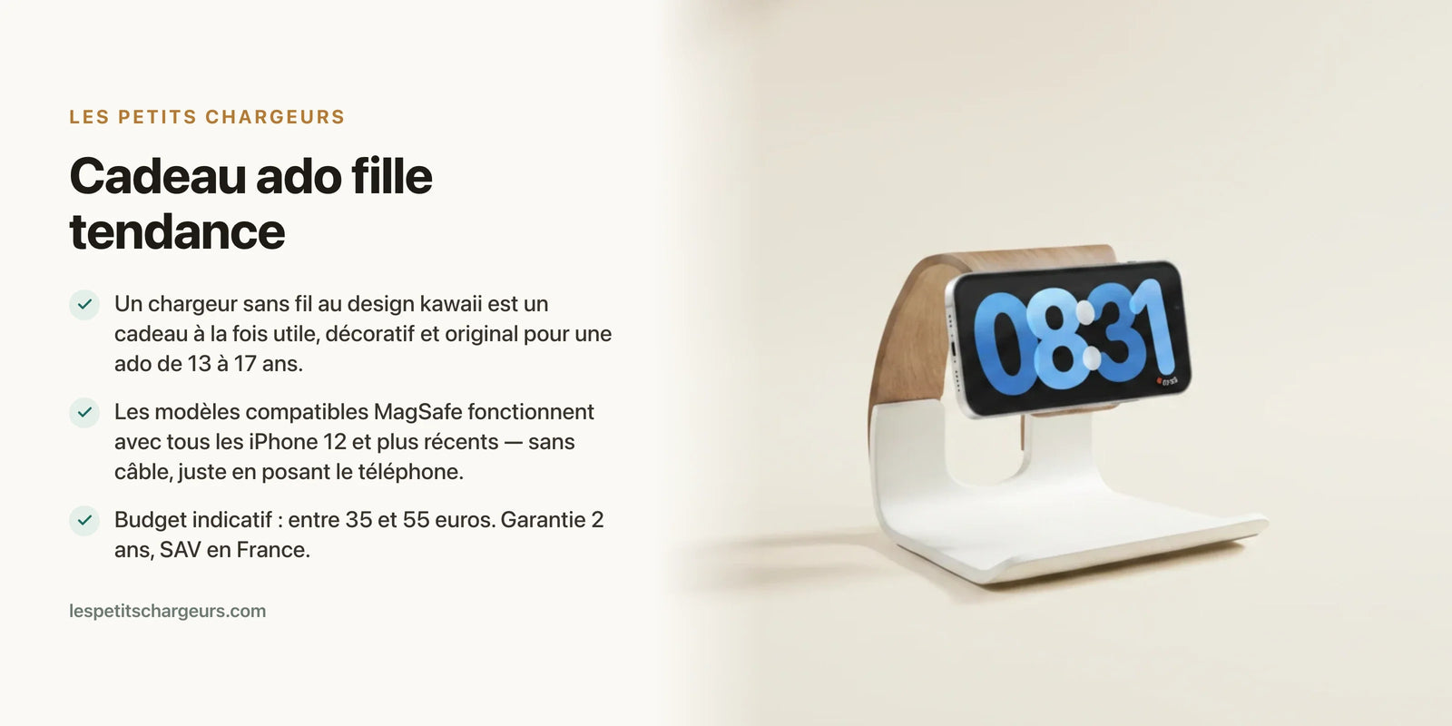 Cadeau ado fille tendance : le chargeur design kawaii qui ressemble à un objet déco — chargeur sans fil Les Petits Chargeurs