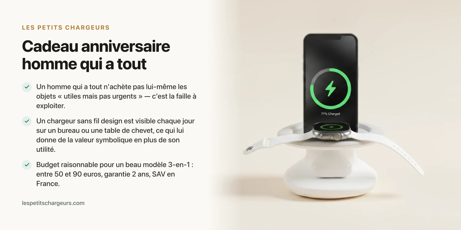 Cadeau anniversaire homme qui a tout : l'objet design qu'il ne s'est jamais offert — chargeur sans fil Les Petits Chargeurs