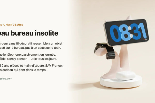 Cadeau bureau insolite : le chargeur sans fil caché dans un objet décoratif pour le bureau — chargeur sans fil Les Petits Chargeurs