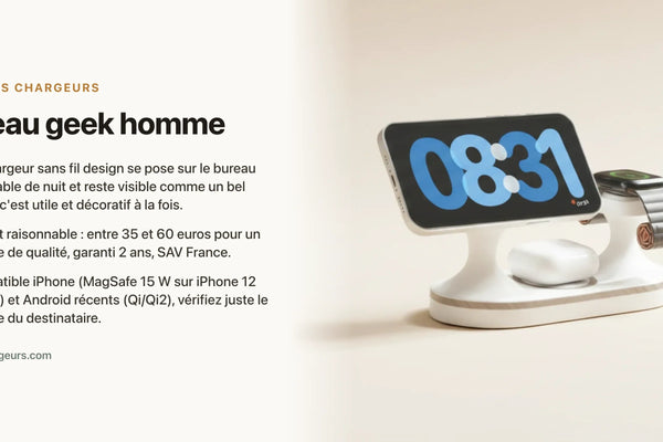 Cadeau geek homme : le chargeur design insolite pour son bureau ou sa table de nuit — chargeur sans fil Les Petits Chargeurs