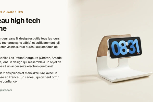 Cadeau high tech femme : le chargeur sans fil design qui ressemble à un objet de déco — chargeur sans fil Les Petits Chargeurs