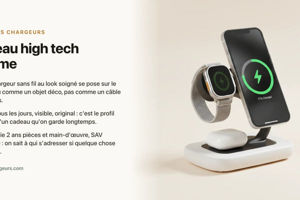 Cadeau high tech homme : quand le chargeur devient pièce maîtresse du bureau design — chargeur sans fil Les Petits Chargeurs