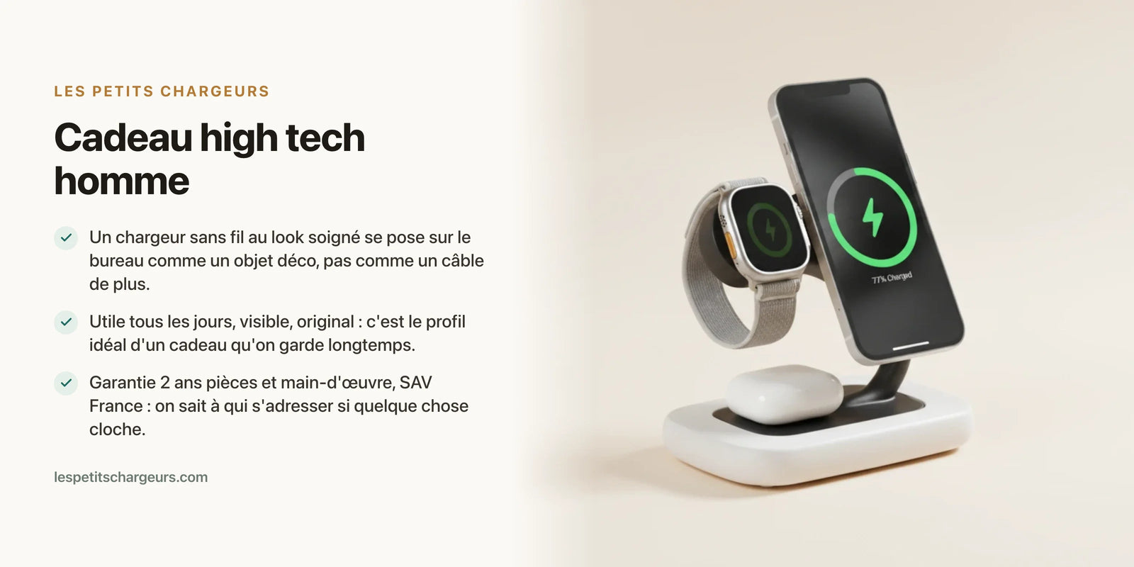 Cadeau high tech homme : quand le chargeur devient pièce maîtresse du bureau design — chargeur sans fil Les Petits Chargeurs