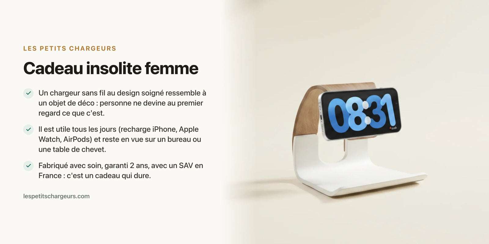 Cadeau insolite femme : l'objet déco-chargeur que personne ne devine être high tech — chargeur sans fil Les Petits Chargeurs