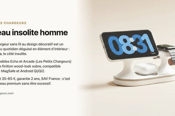 Cadeau insolite homme : le chargeur sans fil design qui intrigue avant de bluffer — chargeur sans fil Les Petits Chargeurs
