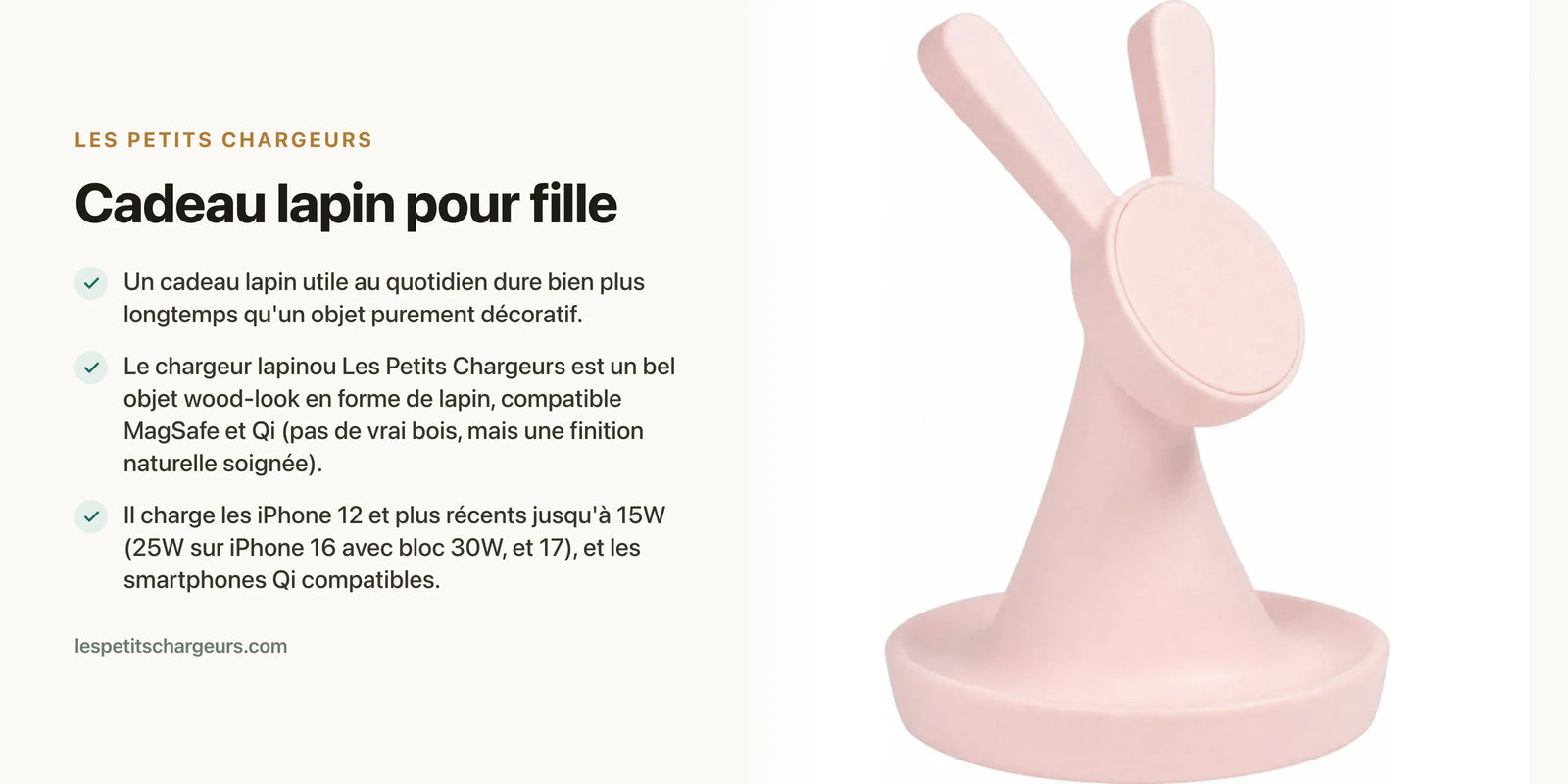 Cadeau lapin pour fille : ce qu'elle voudra garder toute sa vie — chargeur sans fil Les Petits Chargeurs
