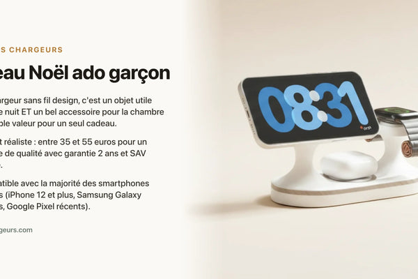 Cadeau Noël ado garçon : un chargeur sans fil original pour sa table de nuit — chargeur sans fil Les Petits Chargeurs