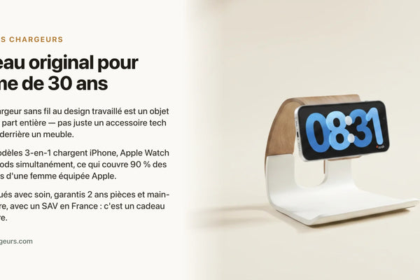 Cadeau original pour femme de 30 ans : l'objet déco qui charge (et qu'on ne voit pas venir) — chargeur sans fil Les Petits Chargeurs