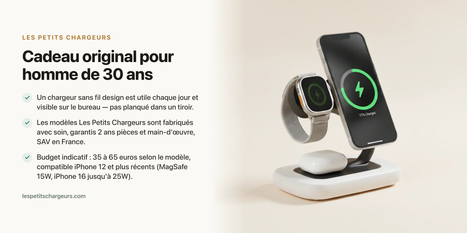Cadeau original pour homme de 30 ans : un chargeur design qu'on prendrait pour un objet d'art — chargeur sans fil Les Petits Chargeurs