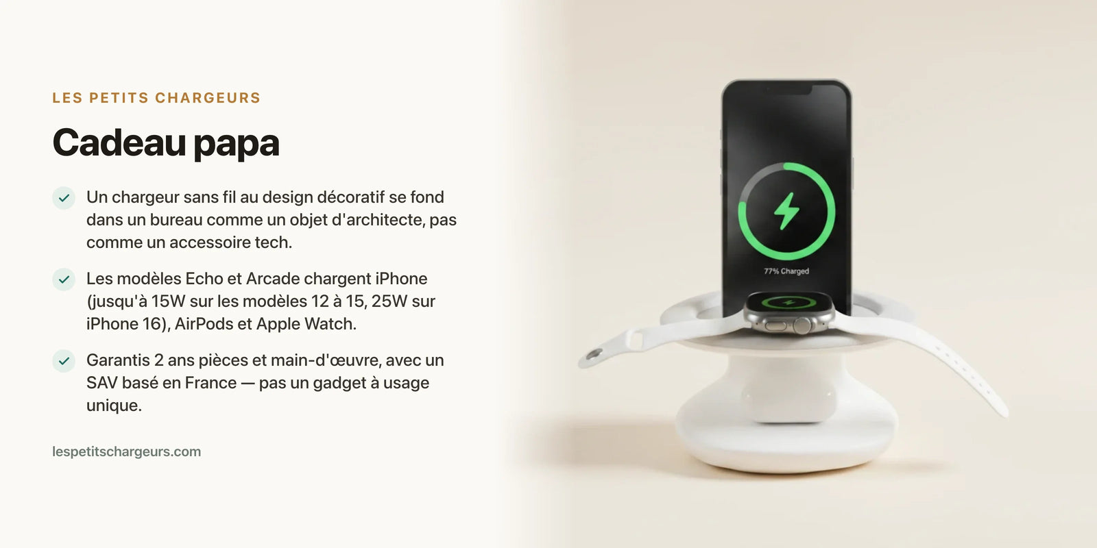 Cadeau papa : le chargeur design pour son bureau, qu'on prendrait pour un objet d'architecte — chargeur sans fil Les Petits Chargeurs