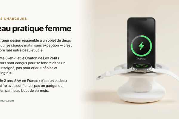 Cadeau pratique femme : le chargeur design qui combine bel objet et utilité quotidienne — chargeur sans fil Les Petits Chargeurs