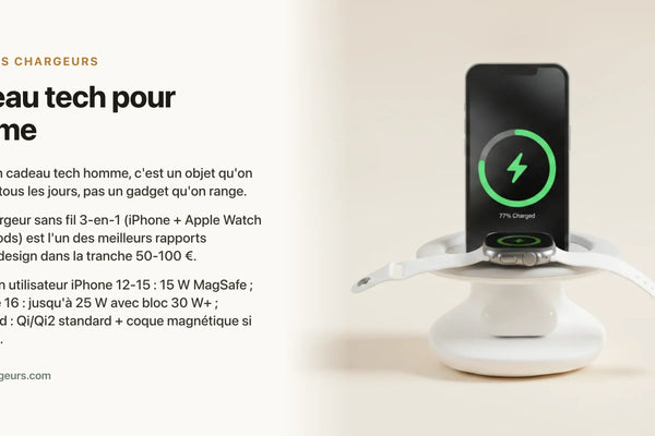 Cadeau tech pour homme : 10 idées dont un chargeur sans fil qui en jette — chargeur sans fil Les Petits Chargeurs