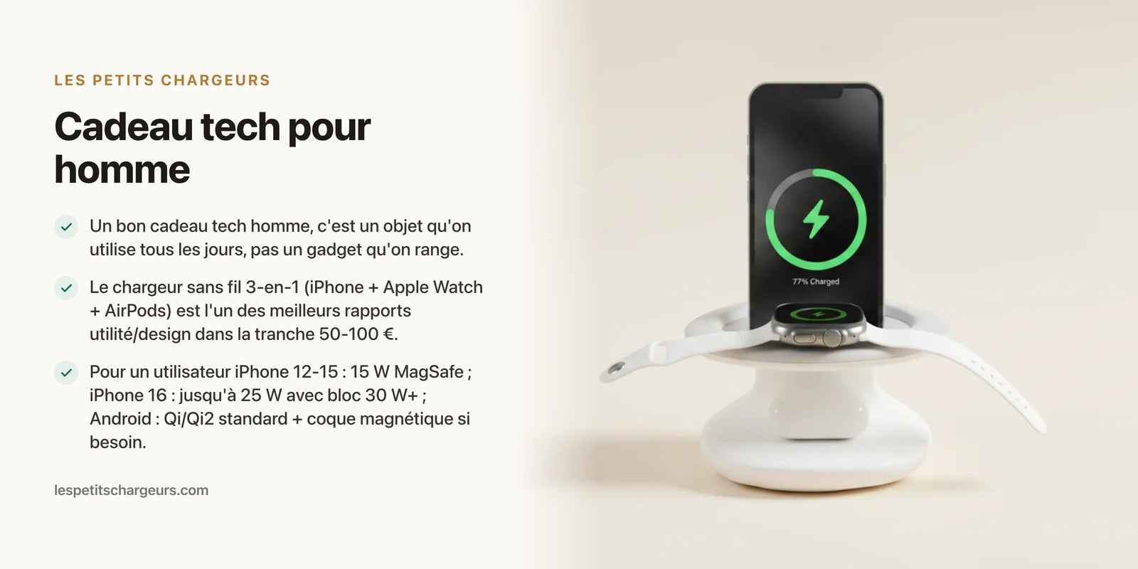 Cadeau tech pour homme : 10 idées dont un chargeur sans fil qui en jette — chargeur sans fil Les Petits Chargeurs