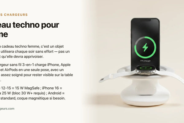 Cadeau techno pour femme : le chargeur design pour la table de nuit — chargeur sans fil Les Petits Chargeurs