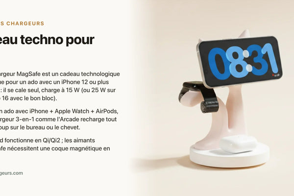 Cadeau techno pour ado : un chargeur sans fil pratique bureau/chevet — chargeur sans fil Les Petits Chargeurs