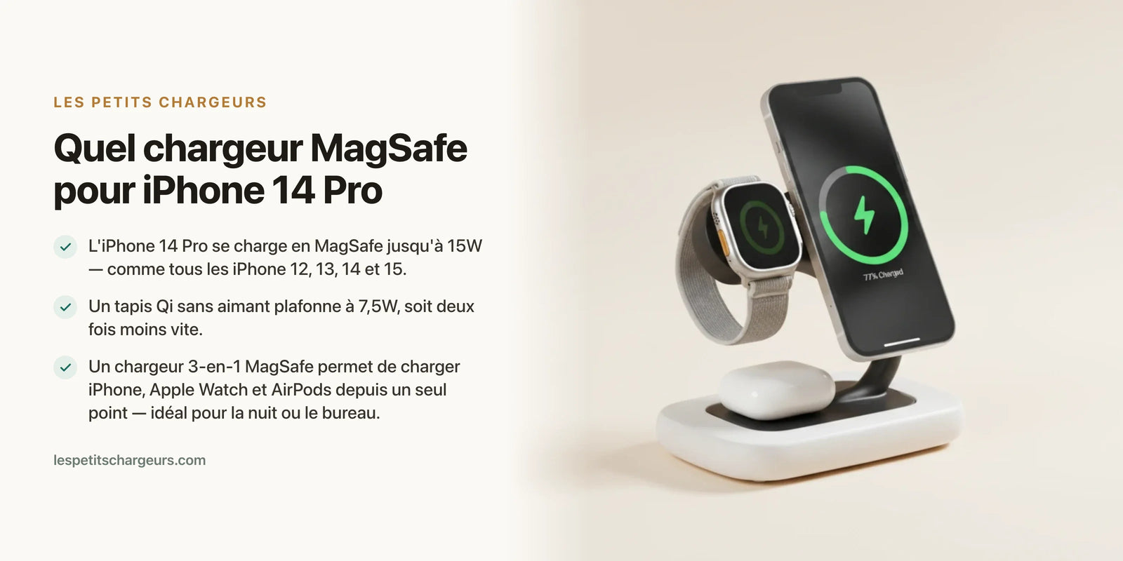 Quel chargeur MagSafe pour iPhone 14 Pro ? (15W, always-on) — chargeur sans fil Les Petits Chargeurs
