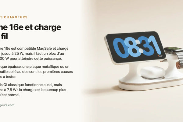 iPhone 16e et charge sans fil : pourquoi ca peut ne pas marcher — chargeur sans fil Les Petits Chargeurs