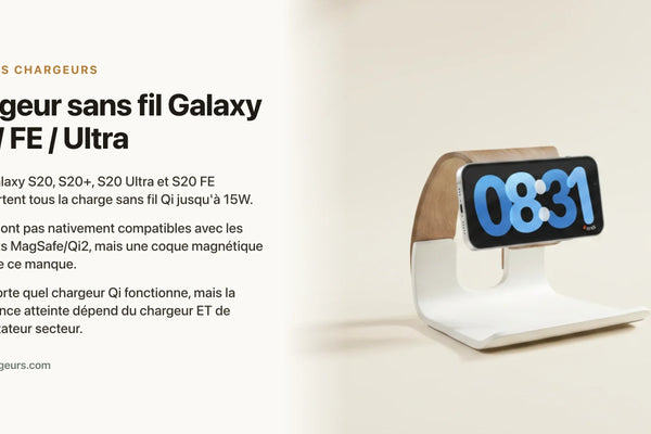 Chargeur sans fil Galaxy S20 / FE / Ultra : induction Qi et MagSafe — chargeur sans fil Les Petits Chargeurs