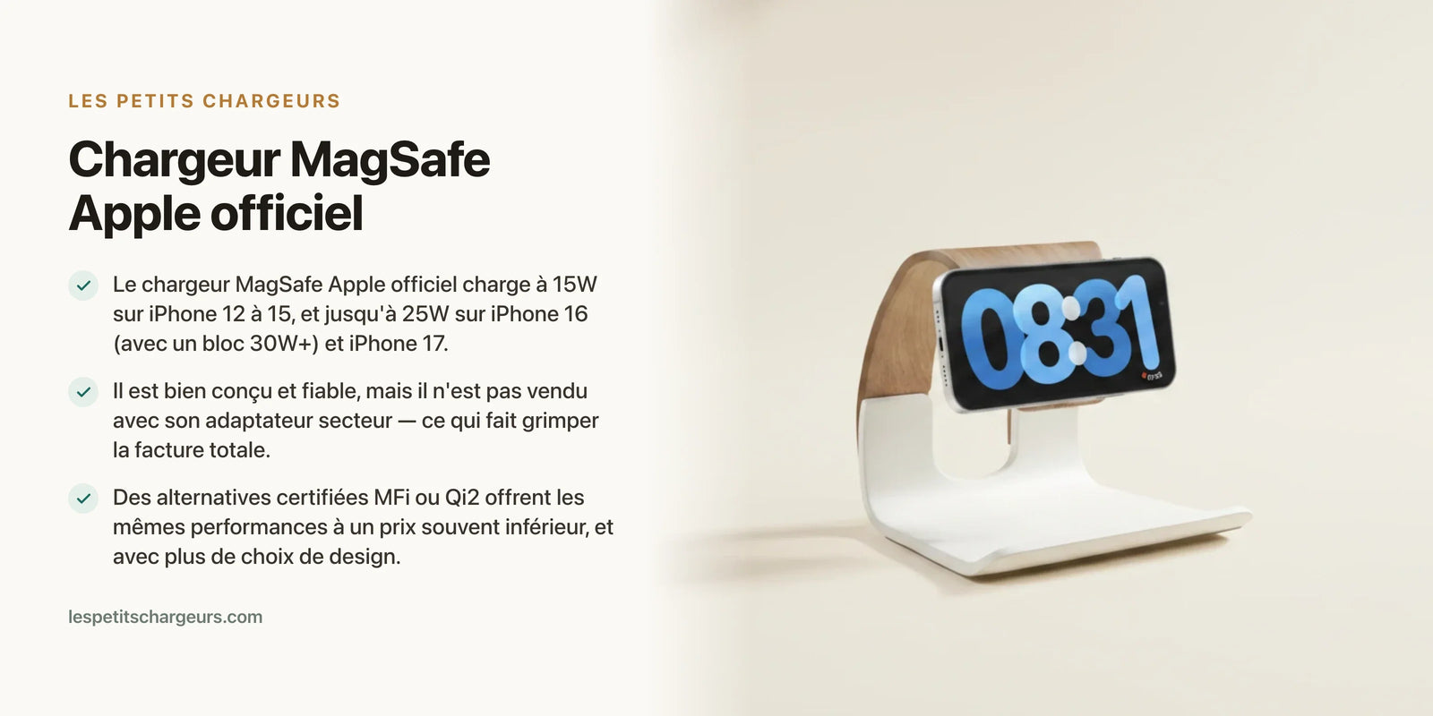 Chargeur MagSafe Apple officiel : avis, vitesse et faut-il payer ? — chargeur sans fil Les Petits Chargeurs