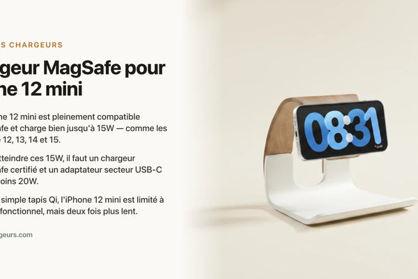 Chargeur MagSafe pour iPhone 12 mini : 15W malgré le petit format — chargeur sans fil Les Petits Chargeurs