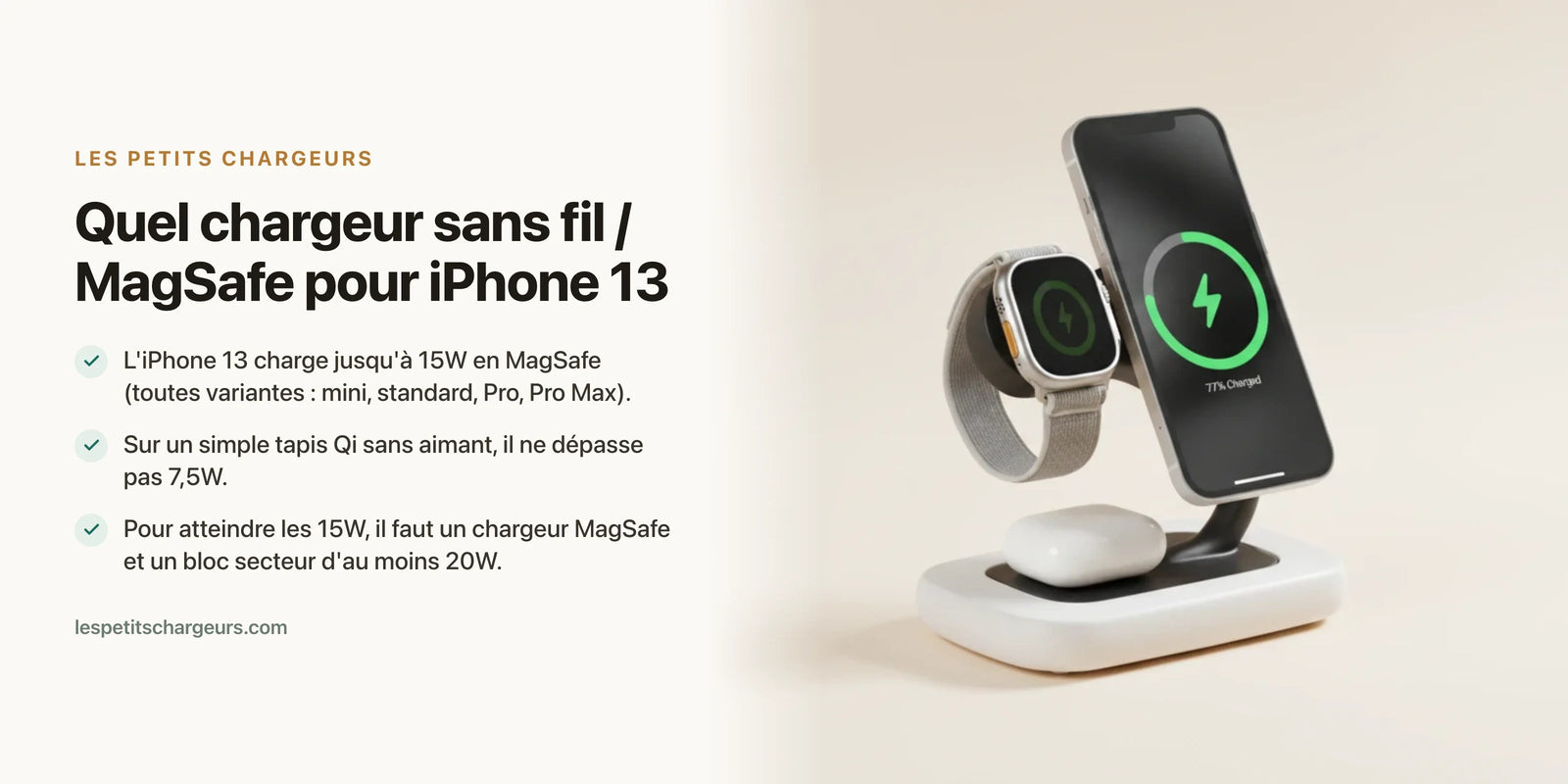 Quel chargeur sans fil / MagSafe pour iPhone 13 ? (15W) — chargeur sans fil Les Petits Chargeurs
