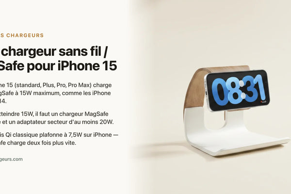Quel chargeur sans fil / MagSafe pour iPhone 15 ? (15W, USB-C) — chargeur sans fil Les Petits Chargeurs