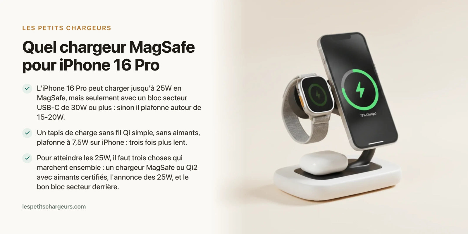 Quel chargeur MagSafe pour iPhone 16 Pro ? Le 25W expliqué — chargeur sans fil Les Petits Chargeurs