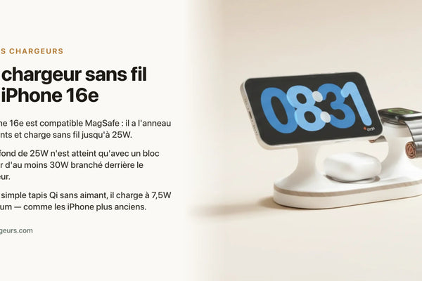 Quel chargeur sans fil pour iPhone 16e ? (MagSafe limite) — chargeur sans fil Les Petits Chargeurs
