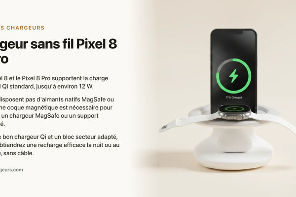 Chargeur sans fil Pixel 8 / 8 Pro : induction Qi et MagSafe via coque — chargeur sans fil Les Petits Chargeurs