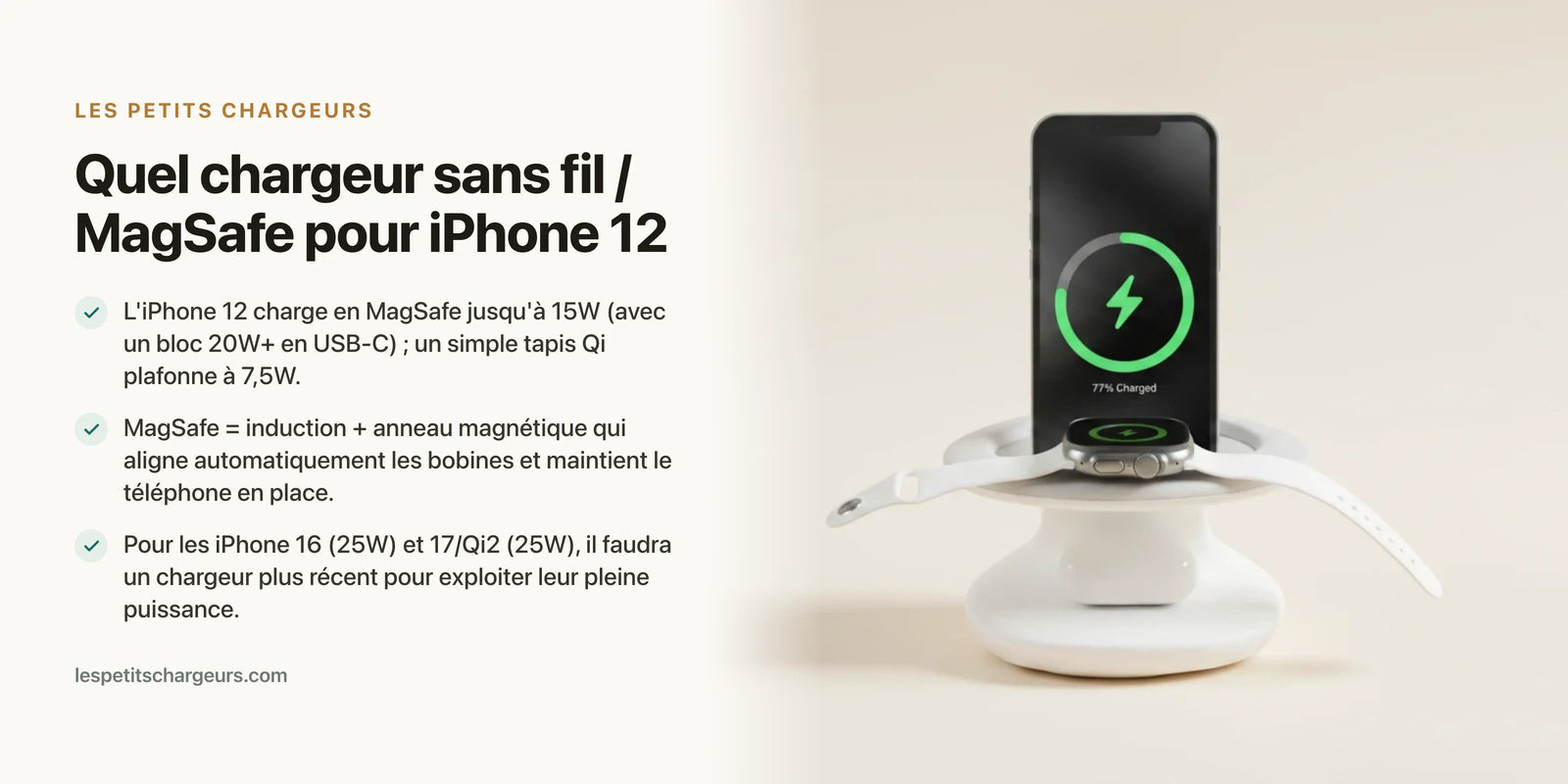 Quel chargeur sans fil / MagSafe pour iPhone 12 ? (15W, le guide) — chargeur sans fil Les Petits Chargeurs