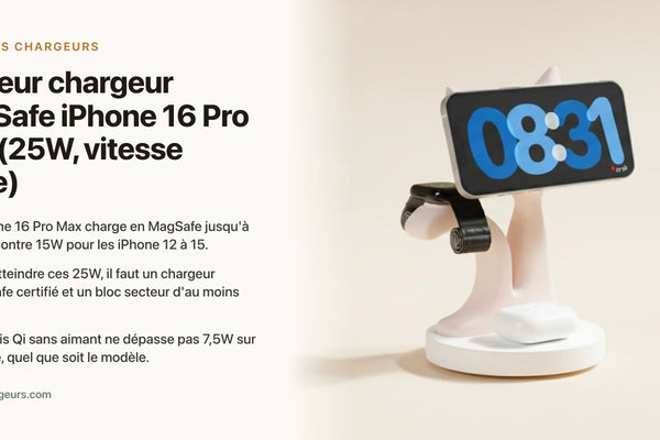 Meilleur chargeur MagSafe iPhone 16 Pro Max (25W, vitesse réelle) — chargeur sans fil Les Petits Chargeurs