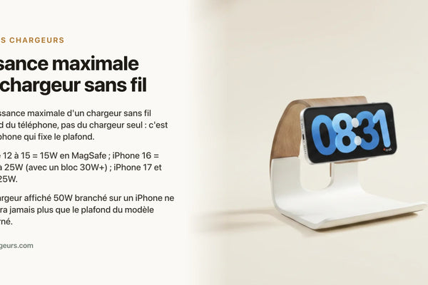 Puissance maximale d'un chargeur sans fil ? (15W, 25W, 50W : la vérité) — chargeur sans fil Les Petits Chargeurs