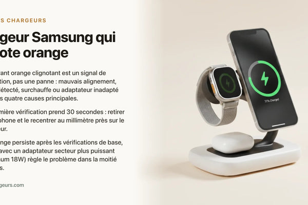Chargeur Samsung qui clignote orange : pourquoi et comment corriger — chargeur sans fil Les Petits Chargeurs