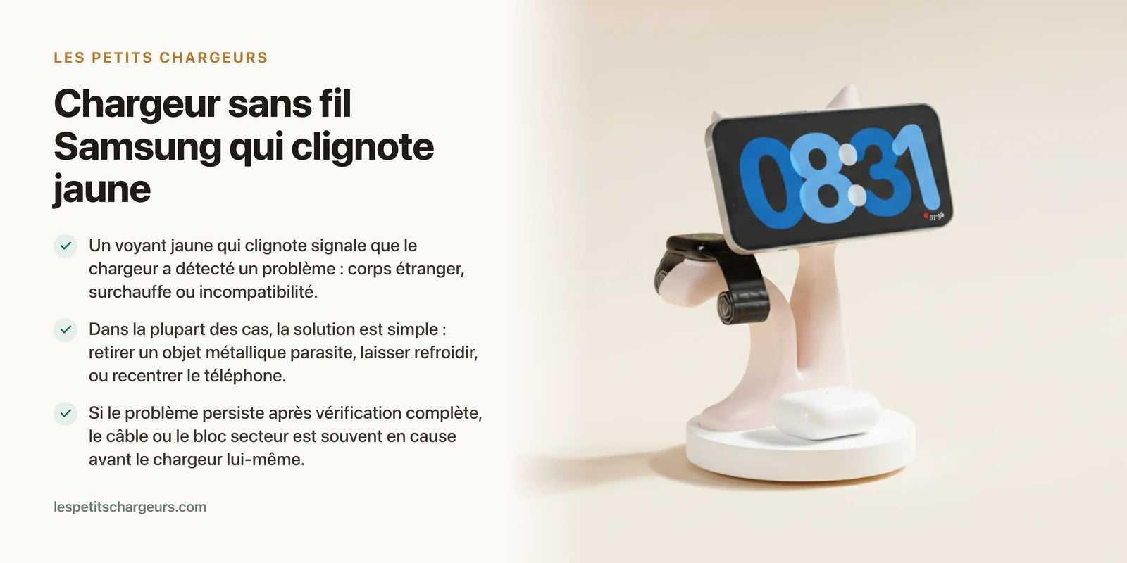 Chargeur sans fil Samsung qui clignote jaune : signification — chargeur sans fil Les Petits Chargeurs