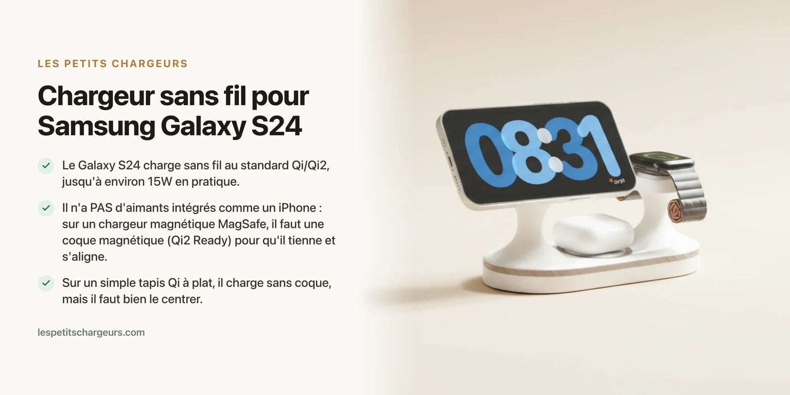 Chargeur sans fil pour Samsung Galaxy S24 : Qi2 et MagSafe expliqués — chargeur sans fil Les Petits Chargeurs