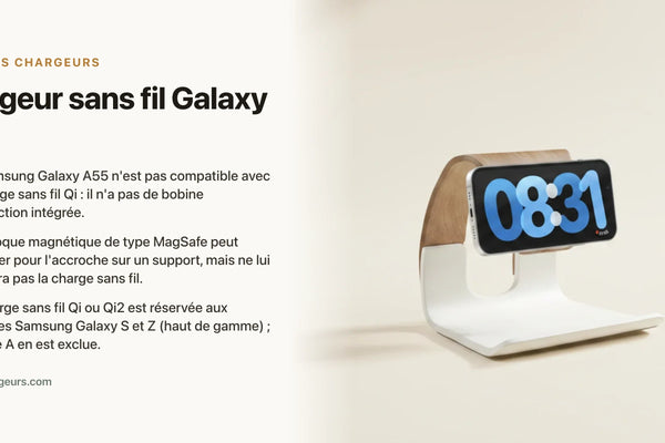 Chargeur sans fil Galaxy A55 : induction possible ? coque MagSafe — chargeur sans fil Les Petits Chargeurs