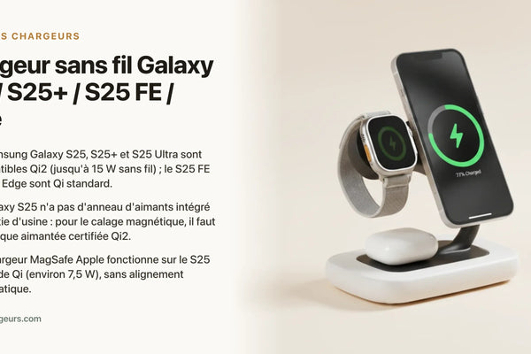 Chargeur sans fil Galaxy S25 / S25+ / S25 FE / Edge : Qi2 et MagSafe — chargeur sans fil Les Petits Chargeurs