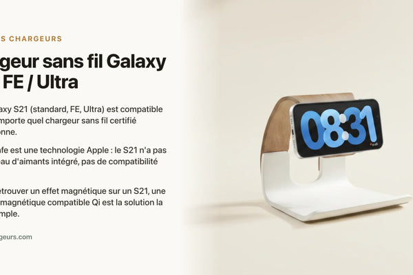 Chargeur sans fil Galaxy S21 / FE / Ultra : Qi et MagSafe compatible ? — chargeur sans fil Les Petits Chargeurs