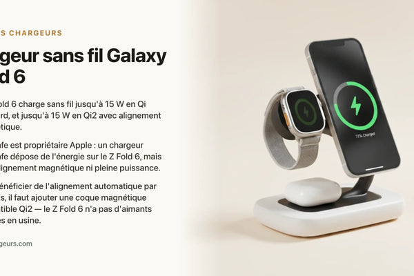 Chargeur sans fil Galaxy Z Fold 6 : Qi, MagSafe et coque magnetique — chargeur sans fil Les Petits Chargeurs