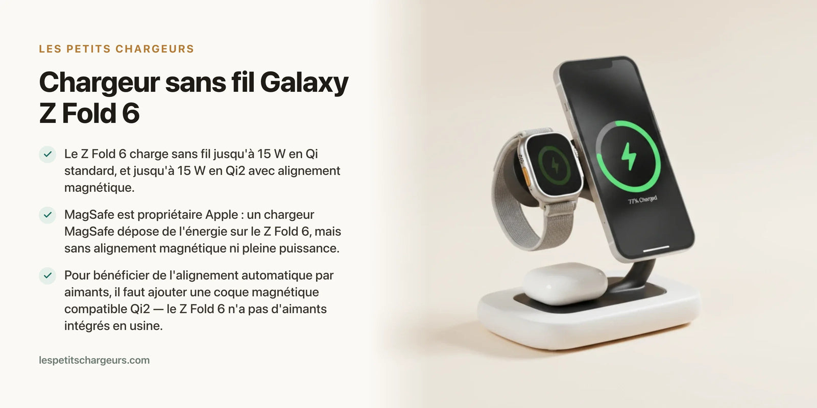 Chargeur sans fil Galaxy Z Fold 6 : Qi, MagSafe et coque magnetique — chargeur sans fil Les Petits Chargeurs