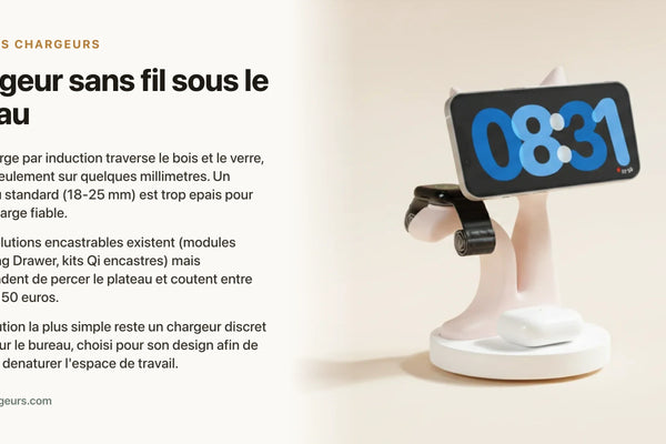 Chargeur sans fil sous le bureau : recharger a travers le plateau ? — chargeur sans fil Les Petits Chargeurs